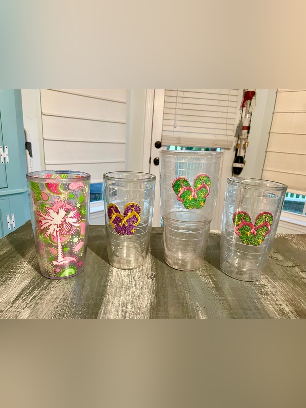 Set of 4 Tervis Insulated Tumblers – Flip Flop & South Carolina Coastal Designs